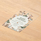 Waldtiere geschlechtsneutral rustikale Babydusche Acryleinladungen (Ablage )