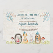 Waldtiere geschlechtsneutrale Babydusche Einladung (Vorne/Hinten)