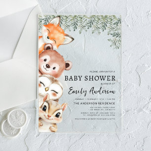 Waldtiere geschlechtsneutrale Babyparty Acryleinladungen