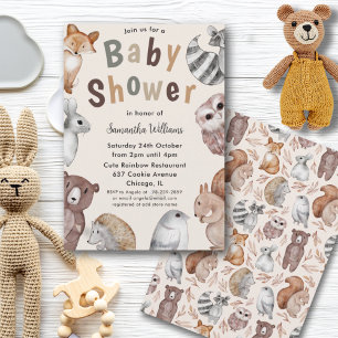 Waldtiere Geschlechtsneutrale Babyparty Einladung