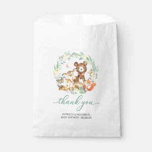 Waldtiere Grün Baby Shower Danke Geschenktütchen