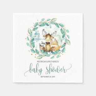 Waldtiere Grün Baby Shower Serviette
