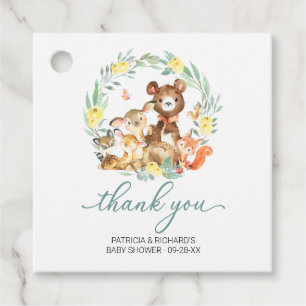 Waldtiere Grün Babyparty Dankeschön Geschenkanhänger