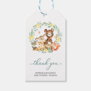 Waldtiere Grün Babyparty Dankeschön Geschenkanhänger