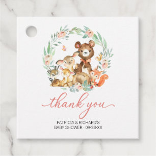 Waldtiere Grün Babyparty Dankeschön Geschenkanhänger