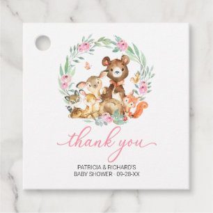 Waldtiere Grün Babyparty Dankeschön Geschenkanhänger