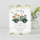 Waldtiere Grünantrieb mit Babydusche Einladung (Stehend Vorderseite)