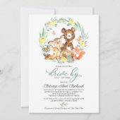 Waldtiere Grünantrieb mit Babydusche Einladung (Vorderseite)