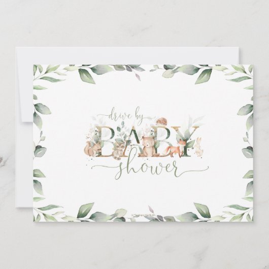 Waldtiere Grünantrieb mit Babydusche Einladung (Rückseite)