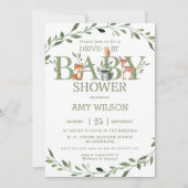 Waldtiere Grünantrieb mit Babydusche Einladung (Vorderseite)