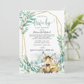 Waldtiere Grünantrieb mit Babydusche Einladung (Stehend Vorderseite)