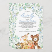 Waldtiere Grünantrieb mit Babydusche Einladung (Vorne/Hinten)