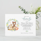 Waldtiere Grünantrieb mit Babydusche Einladung (Stehend Vorderseite)