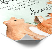 Waldtiere Grüne Babydusche Mimosa Bar Zeichen Poster (Ecke)