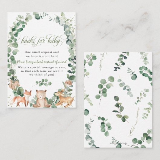 Waldtiere Grüne bringen ein Buch für Baby Begleitkarte (Vorne/Hinten)