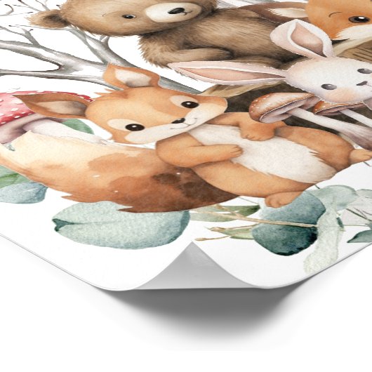 Waldtiere Grüne Thumbprint Gästebuch (Ecke)