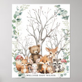 Waldtiere Grüne Thumbprint Gästebuch (Vorne)