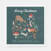 Waldtiere Grüne Weihnachten Serviette (Vorderseite)