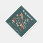 Waldtiere Grüne Weihnachten Serviette (Ecke)