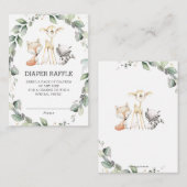 Waldtiere Grünkleider-Windeln-Raffle Begleitkarte (Vorne/Hinten)