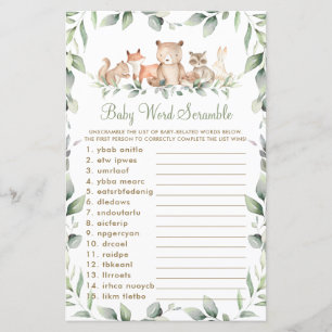 Waldtiere Grünpflanzen Baby Word Scramble Game