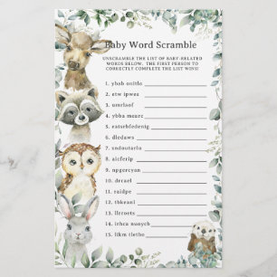 Waldtiere Grünpflanzen Baby Word Scramble Game