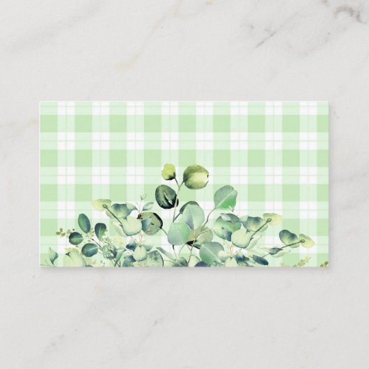 Waldtiere Grünpflanzen Eukalyptus Baby Game Visitenkarte (Rückseite)