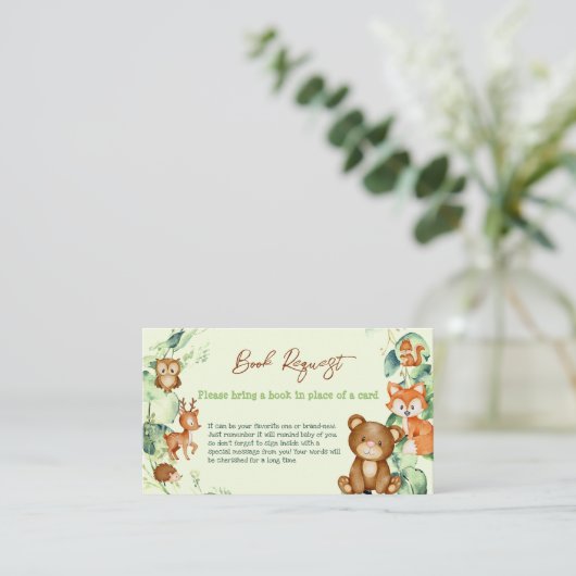 Waldtiere Grünpflanzen Eukalyptus Buchanfrage Visitenkarte (Stehend Vorderseite)