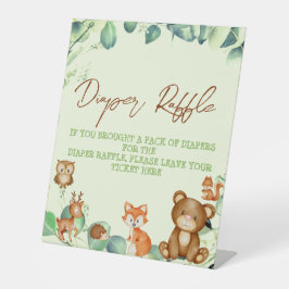 Waldtiere Grünpflanzen Eukalyptus Diaper Raffle Sockelschild