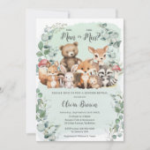 Waldtiere Grünpflanzen Gender Reveal Dusche Einladung (Vorderseite)