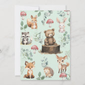 Waldtiere Grünpflanzen Gender Reveal Dusche Einladung (Rückseite)