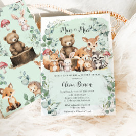 Waldtiere Grünpflanzen Gender Reveal Dusche Einladung