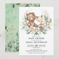 Waldtiere Grünpflanzen Goldneutrale Babydusche