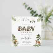 Waldtiere Grünpflanzen Junge Dusche Einladung (Stehend Vorderseite)