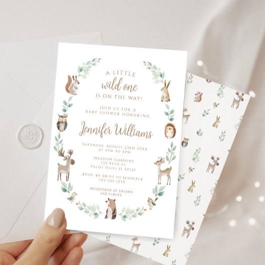 Waldtiere Grünpflanzen Junge Dusche Einladung