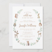 Waldtiere Grünpflanzen Junge Dusche Einladung (Vorderseite)