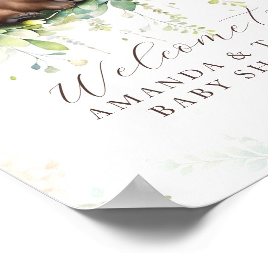Waldtiere Grünpflanzen Kinderdusche Begrüßung Poster (Ecke)