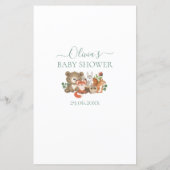 Waldtiere Grünpflanzen Kinderdusche Bingo Spiel (Rückseite)