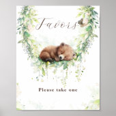 Waldtiere Grünpflanzen Kinderdusche Favoriten Poster (Vorne)