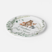 Waldtiere Grünpflanzen Kinderdusche Pappteller (Schrägansicht)