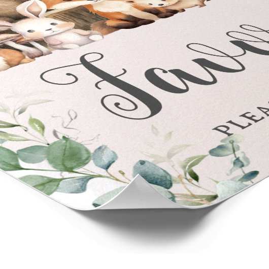 Waldtiere Grünpflanzen Mädchen Kinderdusche Favori Poster (Ecke)