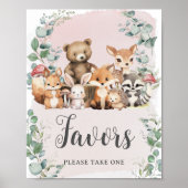 Waldtiere Grünpflanzen Mädchen Kinderdusche Favori Poster (Vorne)