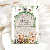 Waldtiere Grünpflanzen Mushroom Kinderdusche Einladung