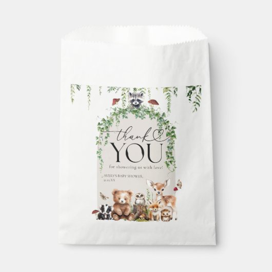 Waldtiere Grünpflanzen Mushroom Kinderdusche Geschenktütchen (Vorderseite)