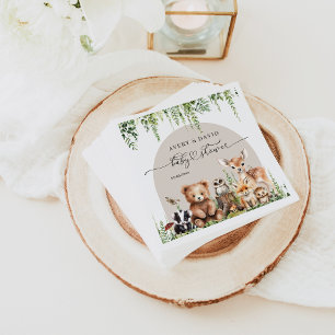 Waldtiere Grünpflanzen Mushroom Kinderdusche Serviette