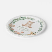 Waldtiere Grünpflanzen neutrale Babydusche Pappteller (Schrägansicht)