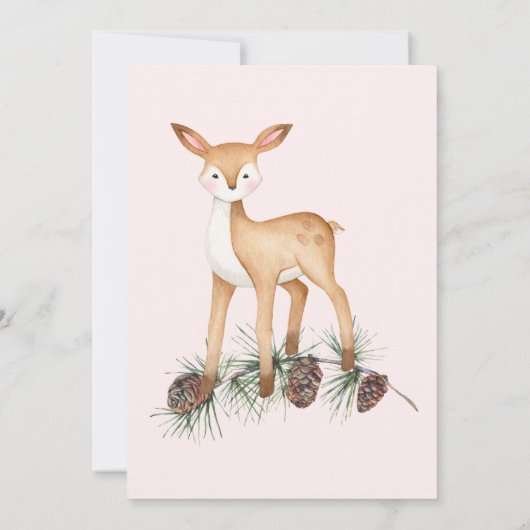 Waldtiere Grünpflanzen Wild 1. Geburtstag Einladung (Rückseite)