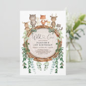 Waldtiere Grünpflanzen Wild Einen Geburtstag Einladung (Stehend Vorderseite)