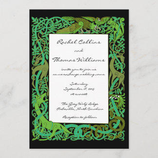 Waldtiere Grüntöne Celtic Animals Hochzeit Einladu Einladung