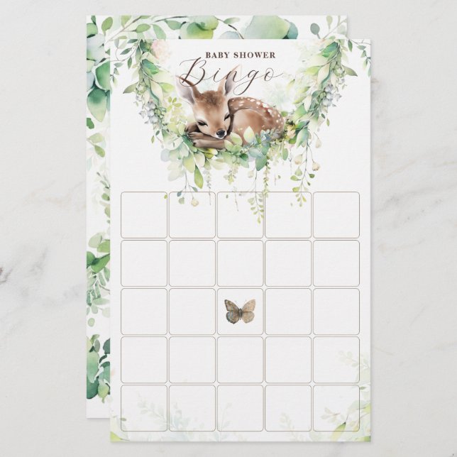 Waldtiere Grünwald Babydusche Bingo (Vorne/Hinten)